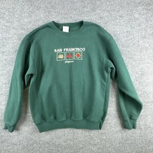 Lanza Sweatshirt Mens Large Green Fleece San Francisco California Graphic
